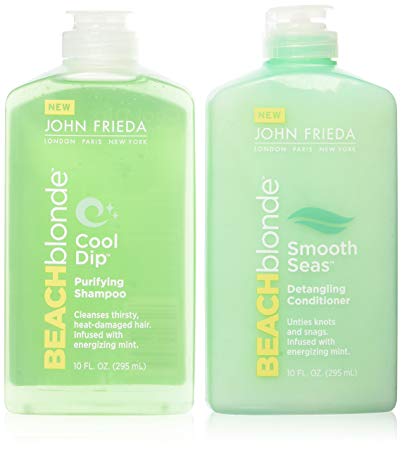 John Frieda Beach Blonde Cool Dip Purifying Shampoo and Smooth Seas Detangling Conditioner Duo Set, 10 ounce