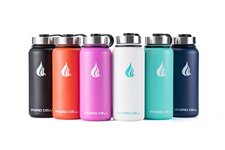 HYDRO CELL Stainless Steel Water Bottle with Straw & Wide Mouth Lids (32oz or 22oz) - Keeps Liquids Perfectly Hot or Cold with Double Wall Vacuum Insulated Sweat Proof Sport Design