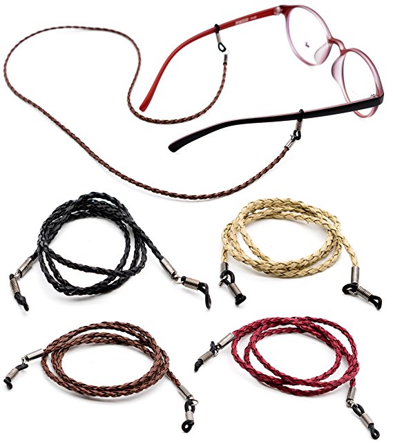 Eyewear Retainer – Premium PU Leather [Pack of 4   2 Bonus] – Eyeglasses Chain – Glasses Strap – Eyeglass Holder | Chain | Cord | Lanyard | Necklace – Eyewear Cord - Eyewear Holder