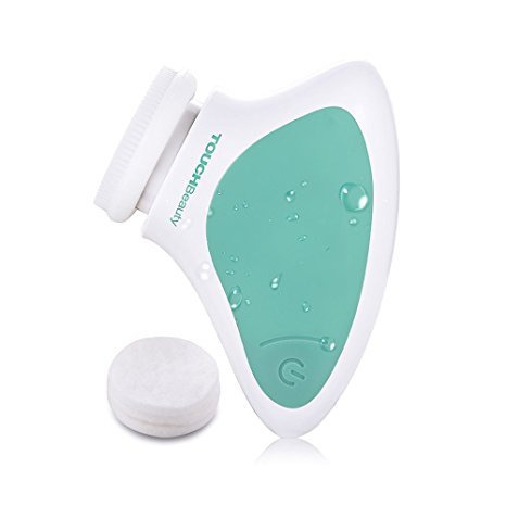 TOUCHBeauty AS-1288 Mini Sonic Facial Scrubber with Silicone Brush & Cotton Pads for Makeup - Waterproof