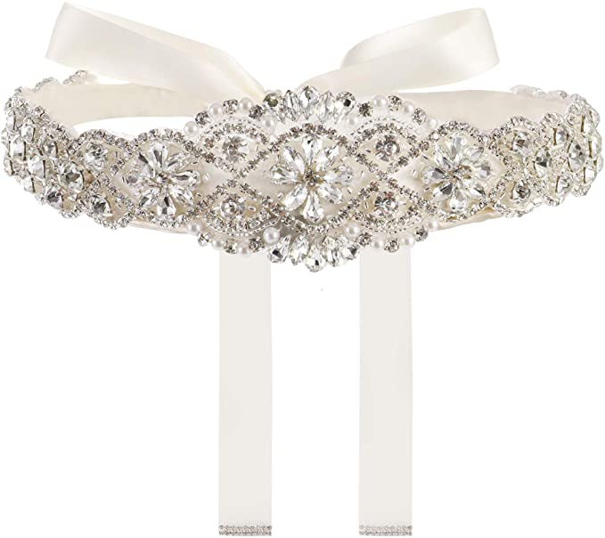 Yanstar Handmade Wedding Belt with Rhinestone Crystal Bridal Belt for Wedding Dress