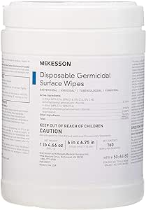 McKesson Germicidal Wipes - Disinfecting Wipes, Alcohol Cleaning Disinfectant Wipes, Hospital Grade Multi-Surface Wipes, 160 Wipes, 1 Pack