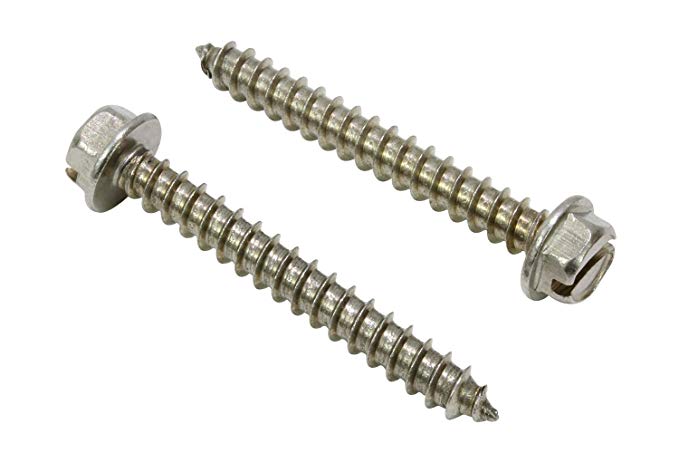 #12 X 2-1/2" Stainless Slotted Hex Washer Head Screw, (25 pc), 18-8 (304) Stainless Steel Screw by Bolt Dropper