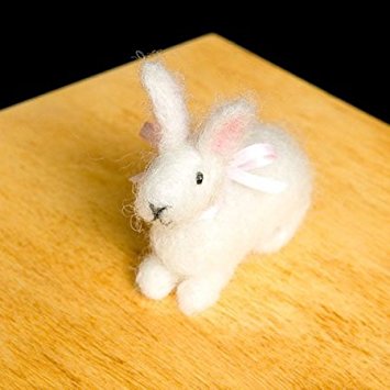 Bunny Wool Needle Felting Craft Kit by WoolPets. Made in the USA.