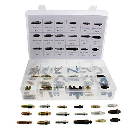 ABN Brake Caliper & Wheel Cylinder Bleeder Screw 90-Piece Assortment, Standard (SAE) & Metric Bleeding Screws Bleed Kit