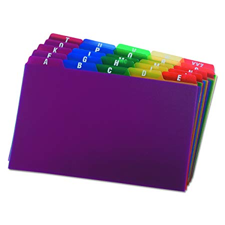 Oxford Poly Index Card Guides, Alphabetical, A-Z, Assorted Colors, 5" x 8" Size, 25 Guides per Set (73155)