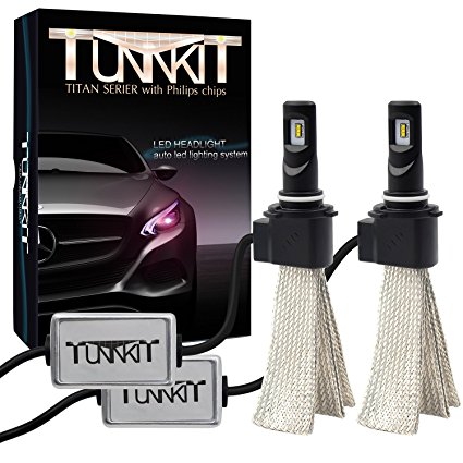 TUNNKIT LED Headlight 9006/HB4 Conversion Kit-Philips Chips- 40W 7400LM 6000K Cool White- Titan Series LED Headlights for DRL/Fog Light/ High Beam/Low Beam Upgrade