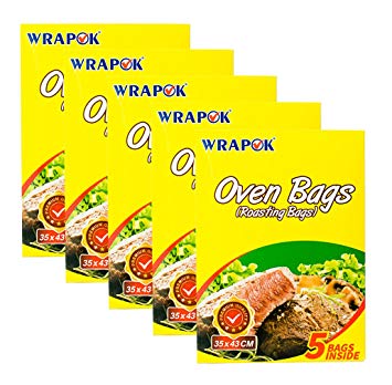 WRAPOK Oven Cooking Turkey Bags Medium Size Ribs Baking Roasting Bags No Mess For Chicken Meat Ham Poultry Fish Seafood Vegetable - 25 Bags (14 x 17 Inch)