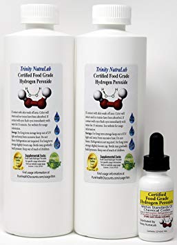 Food Grade Hydrogen Peroxide by Trinity NutraLab - Recognized as Highest Quality. 2 Pints plus pre-filled dropper bottle. 35% reduced to 12% Shipped Fast