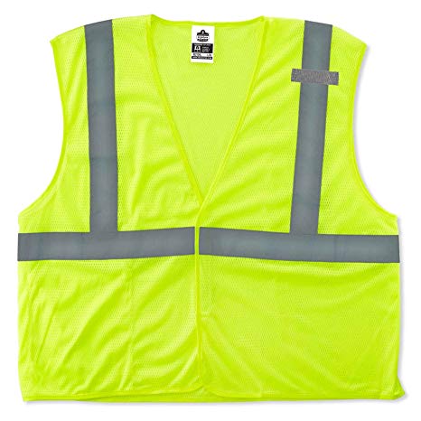 GloWear 8210HL ANSI Economy High Visibility Lime Reflective Safety Vest, Hook & Loop Closure, Large/X-Large