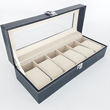 Watch Display Box Case Faux Leather Jewelry Display Box 6 / 10 / 12 GRIDS GN ENTERPRISES (6 Grids)