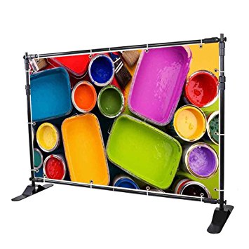 OrangeA Banner Stand Adjustable Step and Repeat Stand Trade Show Booth 8' X 8' 8 ft Display Backdrop Adjustable Telescopic Lightweight Wall Exhibitor