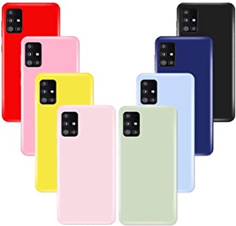 (8 Pack) for Samsung Galaxy A71 5G Case [NOT for Verizon A71 5G UW],Soft Silicone Gel Bumper Phone Case Shockproof Cover for Samsung A71 5G, Red, Light Pink, Yellow, deepPink,Green,Purple,Blue, Black