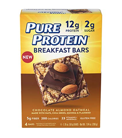 Pure Protein Breakfast Bars, Low Carb, Chocolate Almond Oatmeal, 1.76 oz, 4 Count