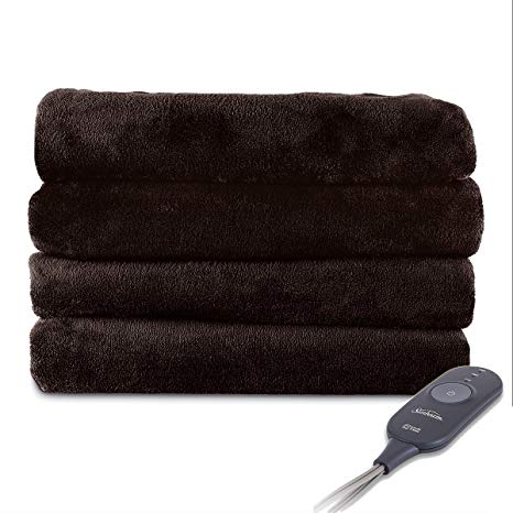 Sunbeam Microplush Electric Heated Warming Throw Blanket Walnut Brown