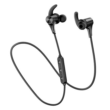 SoundPEATS Bluetooth Headphones Wireless Earbuds 4.1 Magnetic Bluetooth Earphones Lightweight Earbuds With Mic for In-Ear Earphones Sports(8 Hours Play Time, Noise Cancelling, Sweatproof) (Upgraded Black)