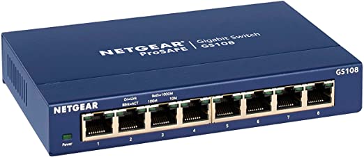 NETGEAR 8-Port Gigabit Ethernet Unmanaged Switch (GS108) - Desktop, and ProSAFE Limited Lifetime Protection