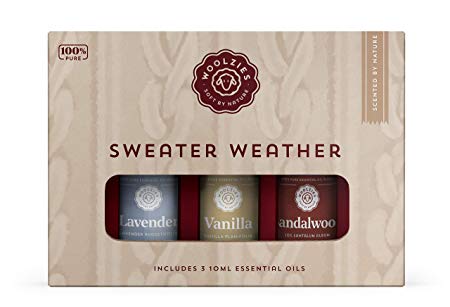 Woolzies 100% Pure & Natural Sweater Weather Essential Oil Set of 3 | Incl. Lavender, Vanilla, & Sandalwood Oils | Great for Relaxing & Soothing | Therapeutic Grade Aromatherapy
