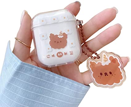 Ownest Compatible with AirPods Case with Cute Clear Girl Cartoons Animal Design Smooth Soft TPU Cover Case for Airpods 2 &1,Cute for Airpods-Bear