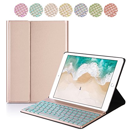 iPad Pro 10.5 Keyboard Case – Bluetooth Backlit Detachable Quiet Keyboard – Slim Leather Folio Cover – 7 Color Backlight – Auto Sleep Wake – Apple Tablet