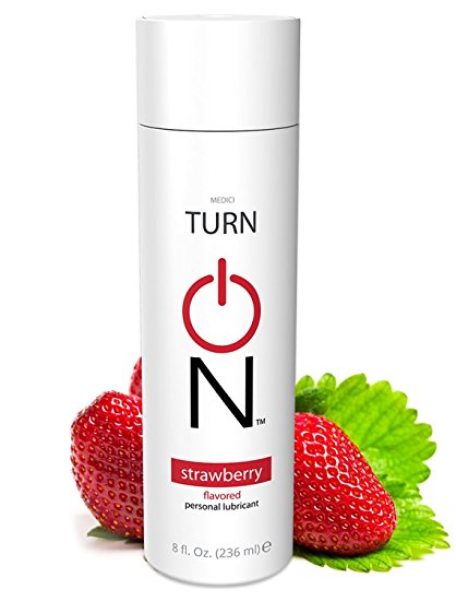 Turn On Personal Lubricant, Strawberry Lube, Flavored Lubricant with Great Strawberry Taste, Water Based Lube 8 oz