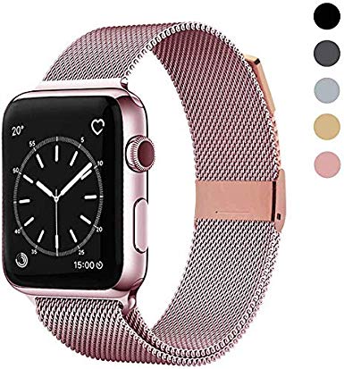 MOUKOU Replacement Band Compatible with Apple Watch Bands 38mm 40mm, Adjustable Stainless Steel Mesh Loop Band for iWatch Series 5/4/3/2/1
