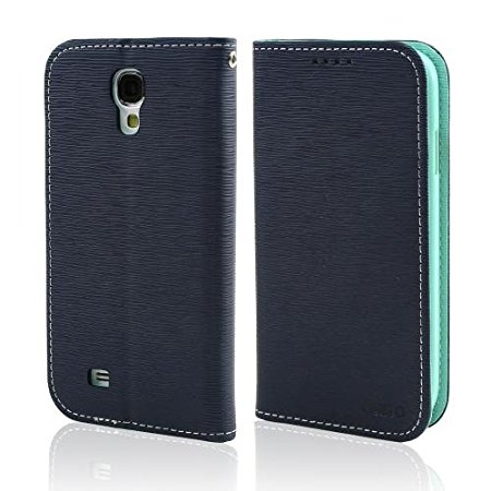 Navy/ Mint Cellto Faux Leather Diary Flip Stand Case w/ ID Slots & Bill Fold for Samsung Galaxy S4