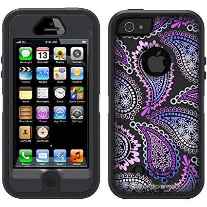 Otterbox Defender Pink Purple Paisley on Black Case for iPhone 5