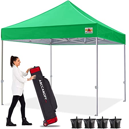 ABCCANOPY Premium 2.0 Canopy Tent Pop up Canopy Outdoor Canopy Commercial Instant Shelter with Wheeled Carry Bag, Bonus 4 Canopy Sand Bags, Kelly Green