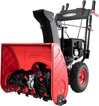 PowerSmart Snow Blower, 26-INCH Remove Width Snow Blower, 4-Stroke 212cc Gas Snow Blower, 2-Stage Electric Start Gas Powered Snow Blower, Color Red and Black, PS2260L