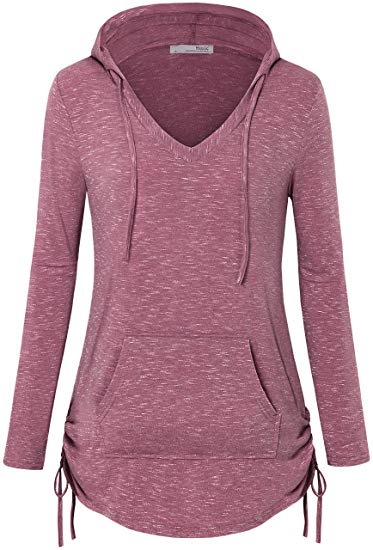Messic Women's Long Sleeve Tunic Hoodies Casual Pullover Sweatshirt with Drawstring