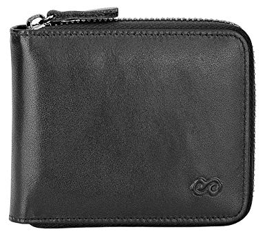 Men's Leather Zipper Wallet RFID Blocking Zip Around Wallet Bifold Multi Card Holder Purse