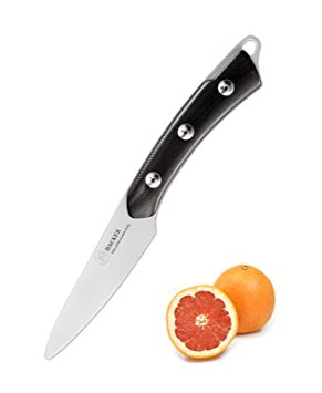 TUO Cutlery Hacker Series 3.5-Inch Paring Knife -Japanese 440 Stainless Steel Blade, Ebony Full Tang Handle with Triple Revets