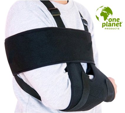 Arm Sling Shoulder Immobilizer by One Planet - Ergonomically Designed Rotator Cuff Sling for Left or Right Arms, Breathable & Lightweight For Best Support & Comfort, Recover Comfortably Now!
