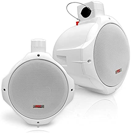 Waterproof Marine Wakeboard Tower Speakers - 6.5in Dual Subwoofer Speaker Set and 1” Tweeter with 200 Watt Power - 2-way Boat Audio Stereo System with Mounting Bracket - 1 Pair - PLMRW65 (White)