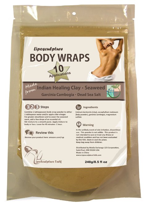 DIY Slimming Body Wrap SPA Formula for Home Use Seaweed Indian Healing Clay Garcinio Cambogia and Dead Sea Salt