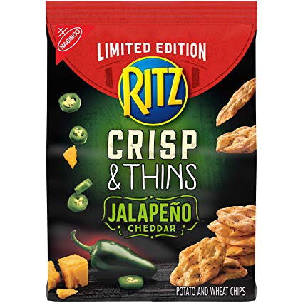 RITZ Crisp & Thins Chips, Limited Edition Jalapeno Cheddar Flavor, 1 Bag (13.7 oz)