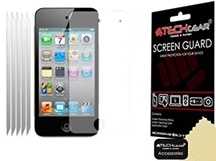 TECHGEAR® **PACK OF 5** - APPLE iPOD TOUCH 4 / 4G / 4th Generation 8GB 32GB 64GB CLEAR Screen Protector with cleaning cloth