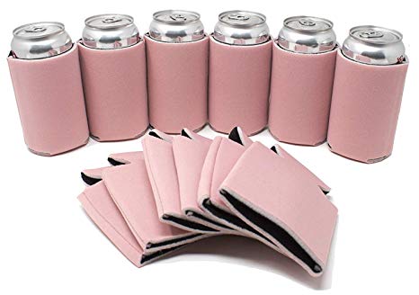 Tahoebay Can Sleeves for Standard 12 Ounce Cans Blank Poly Foam Beer Coolies (Blush, 25)