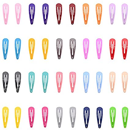 40 Pack Candy Color 2 Inch Metal Snap Hair Clips Kids Barrettes Girls' Hair Accessories