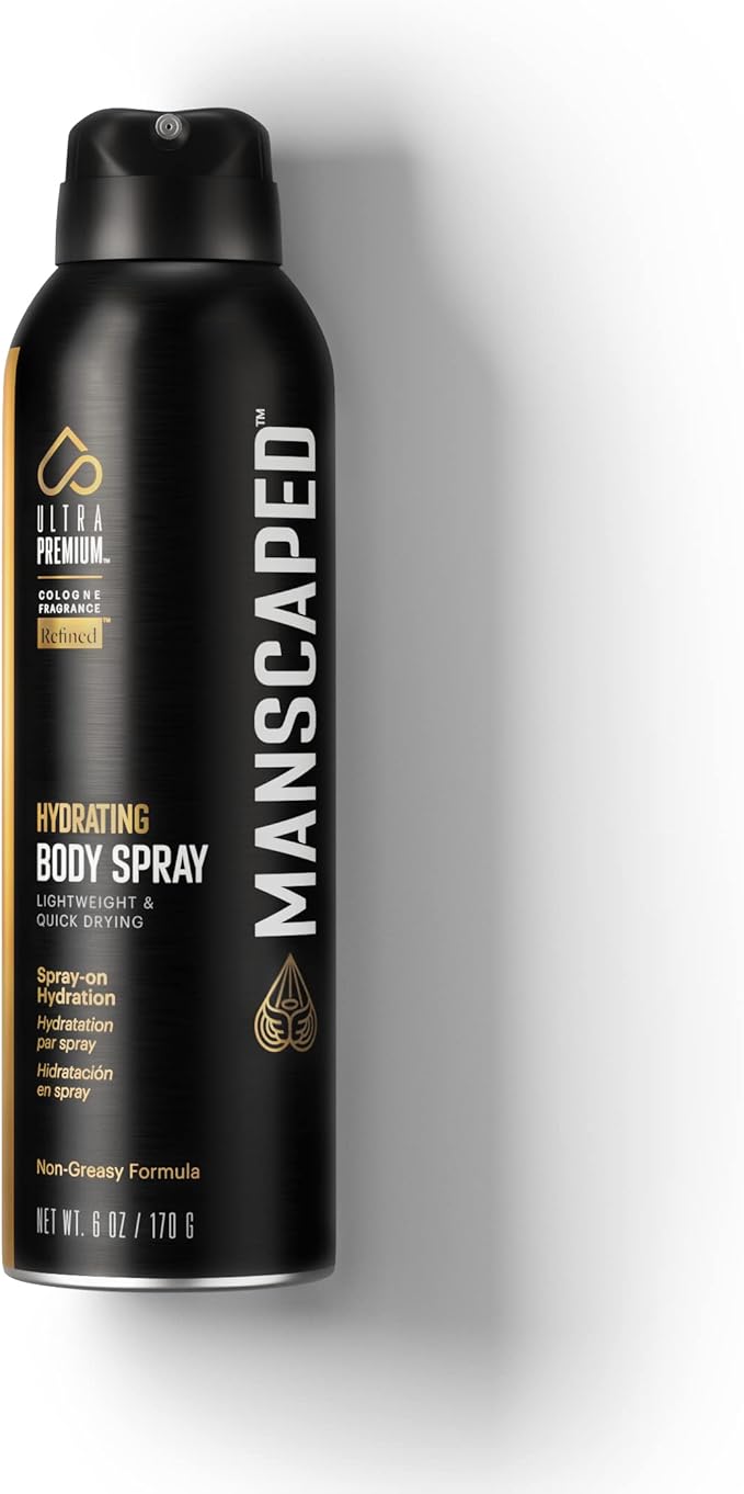 MANSCAPED™ UltraPremium Hydrating Body Spray, Non-Greasy Quick Drying Spray-On Moisturizer Formula with Red Algae and Hyaluronic Acid for Skin Hydration (6 oz Aluminum Bottle)