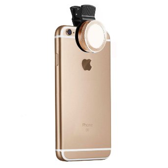 Universal Clip-On Selfie Light Portable Pocket Spotlight for iPhone, iPad, iPod, Samsung, LG, Motorola, HTC, Nokia, Cell Phones and Tablets Camera Video Light - Gold