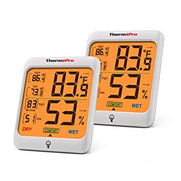 ThermoPro TP53 2 Pieces Hygrometer Humidity Gauge Indicator Digital Indoor Thermometer Room Temperature and Humidity Monitor with Touch Backlight