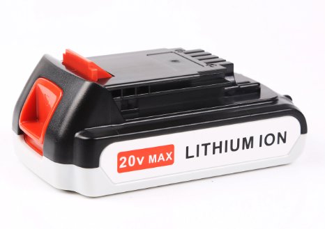 Enegitech 2.0 Ah 20v Lithium ion Rechargeable Battery Replacement for Black & Decker LBXR2020-OPE LB20 LBX20 LBXR20