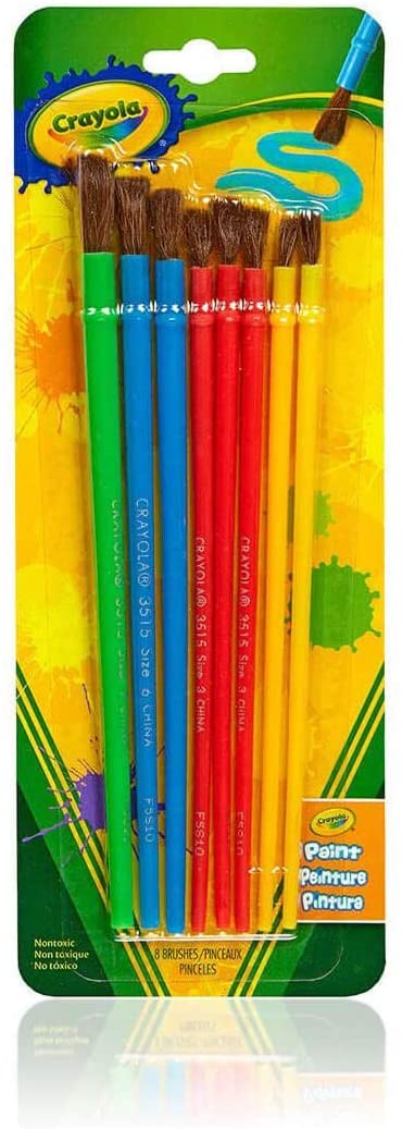 Crayola Paint Brushes, Painting Supplies, 8 pc, Assorted Colors & Sizes (117501)