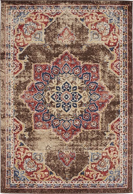 Traditional Persian Rugs Vintage Design Inspired Overdyed Distressed Fancy Chocolate Brown 4' x 6' FT (122cm x 183cm) St. James Area Rug