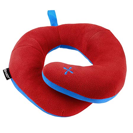 BCOZZY Chin Supporting Travel Pillow- Stops the Head from Falling Forward- Comfortably Supports the Head, Neck and Chin in Any Sitting position. A Patented Product. Adult Size, Red