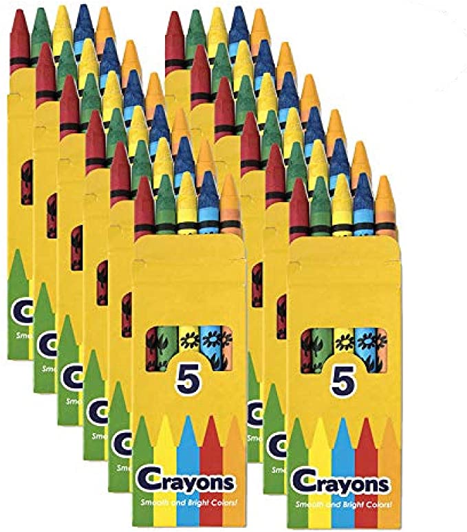 24 Pack Crayons - Wholesale Bright Wax Coloring Crayons in Bulk, 5 Per Box in Assorted Bundle Art Sets (24 Pack)