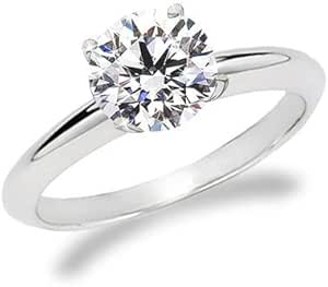 1/5 Carat Round Cut Diamond Solitaire Engagement Ring 14K White Gold 4 Prong (J-K, I1-I2, 0.20 c.t.w) Very Good Cut