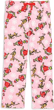 Dr. Seuss Womens' GRINCH and Max Snowflake Soft Fleece Plush Pajama Pants